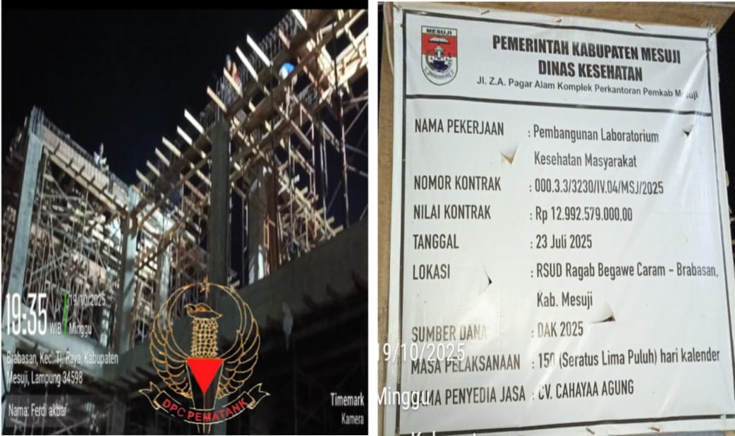 ‎DPC Pematank Mesuji Soroti Proyek Rp 12.9 Milyar Dinas Kesehatan Dikerjakan Malam Hari Tanpa Memakai (K3), Luput Dari Pengawasan Dinas